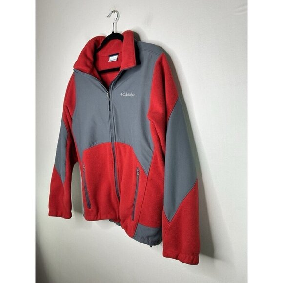 Columbia Men Nordic Trekker Fleece Jacket Wind Proof Red Gray Size Medium - Picture 4 of 11